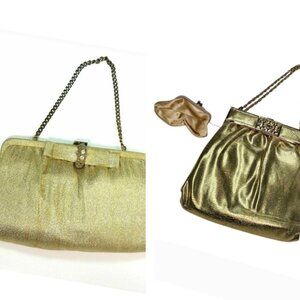 BUNDLE Vintage Gold Evening Bags Mardane & Ande Chain Strap Purse Glam Elegant